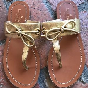 Kate spade Gold T Bow Carolina Sandals